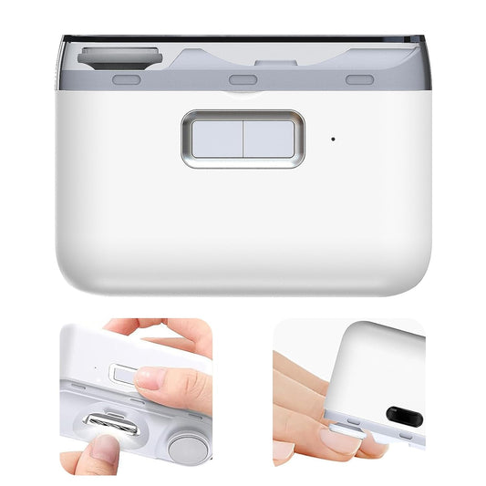 CoralBond 2 in-1 Electric Nail Clipper Trimmer Polisher White Automatic Fingernail File Light VB083
