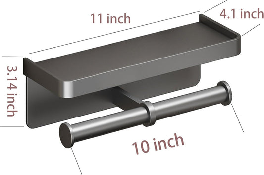 CoralBond Toilet Paper Roll Holder Grey Shelf Wall Mount Bathroom Kitchen RV VB015