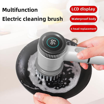CoralBond Cordless Electric Rotary Floor Scrubber 6 Cleaning Brush Replaceable Heads VB059