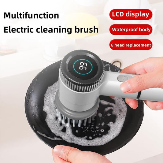 CoralBond Cordless Electric Rotary Floor Scrubber 6 Cleaning Brush Replaceable Heads VB059