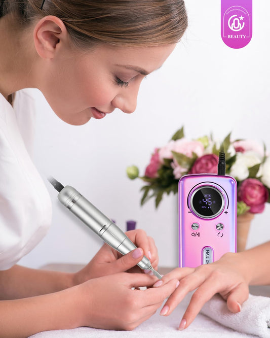 CoralBond Professional Electric Nail Drill Portable Cordless Rechargeable File Kit 45000 RPM VB119