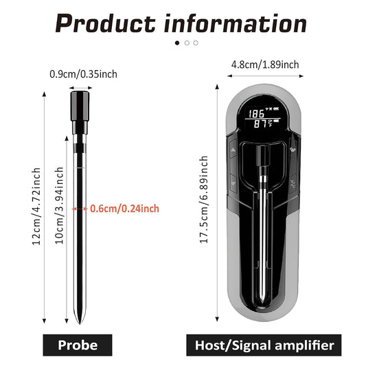 CoralBond Portable Wireless Digital Meat Cooking Thermometer Grey Grilling VB003