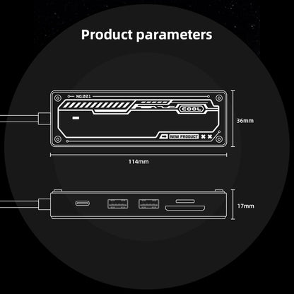 CoralBond 6-in-1 USB C Hub 100W PD 4K 60Hz HDMI 3.0 SD TF Card Reader Transparent Multiport Adapter Compatible VB109