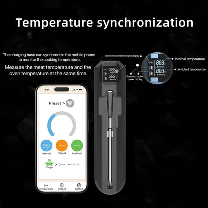 CoralBond Wireless Waterproof Probe Meat Cooking Thermometer Bluetooth 820ft Range VA HD Digital VB001