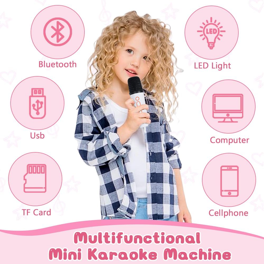 CoralBond Portable Wireless Mini Karaoke Machine 2 Microphones Bluetooth Speaker VB019