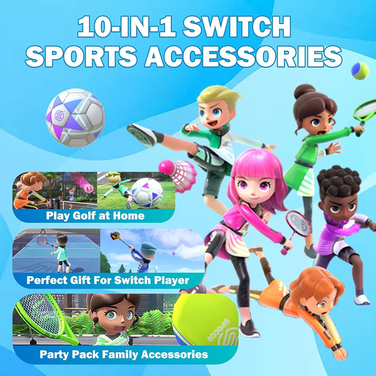 CoralBond 10-in-1 Nintendo Switch Accessories Sports Bundle Games VB067