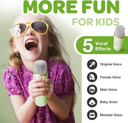 CoralBond Karaoke Machine Green Best Mini 2 Wireless Bluetooth Microphones VB042