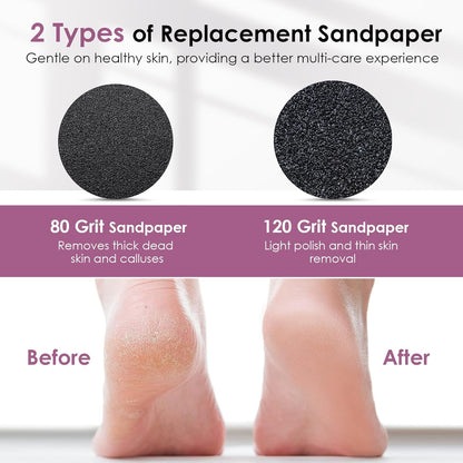 CoralBond Professional 2-in-1 Electric Foot Feet Callus Remover Silver Adjustable Portable Nail File Grinder Kit VB079
