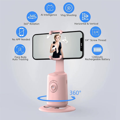 CoralBond Auto Face Tracking Smart Tripod Pink Remote Selfie Vlog Stick Gesture Control VB098