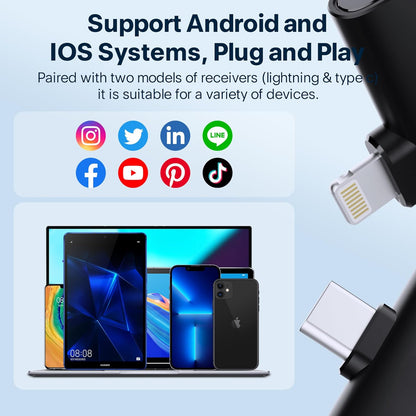 CoralBond Wireless Lavalier Microphone System Lapel Charging Case Support Android iOS Devices VB110