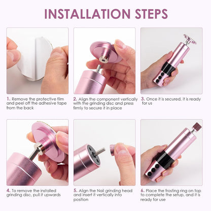 CoralBond Professional 2-in-1 Electric Foot Feet Callus Remover Rose Gold Adjustable Portable Nail File Grinder Kit VB078