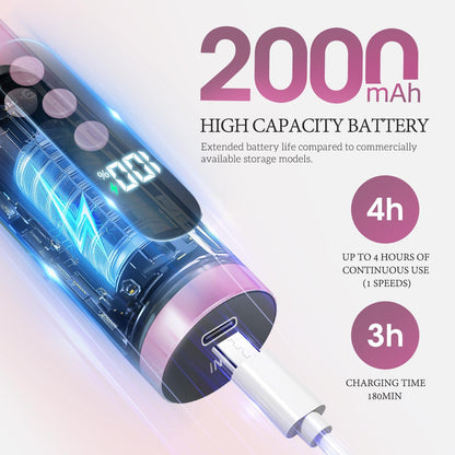 CoralBond 2-in-1 Electric Callus Foot Feet File Nail Grinder Rechargeable Remover LED Pink VB073