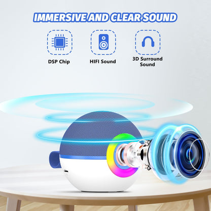 CoralBond Portable Mini Karaoke Machine Blue Adults Bluetooth Speaker 2 Wireless Microphones VB045