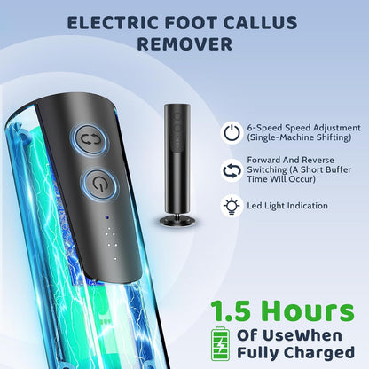 CoralBond 2-in-1 Professional Electric Callus Foot Feet Remover Matte Black Powerful File Grinder Sander Machine Adjustable Pedicure Tool VB069