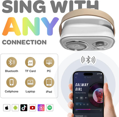 CoralBond Karaoke Machine White Best Mini 2 Wireless Bluetooth Microphones VB044