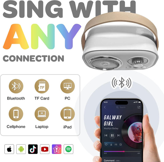 CoralBond Karaoke Machine White Best Mini 2 Wireless Bluetooth Microphones VB044