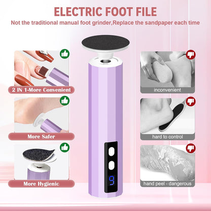 CoralBond Electric Foot Feet Callus Remover Purple Rechargeable Adjustable Speed File VB076