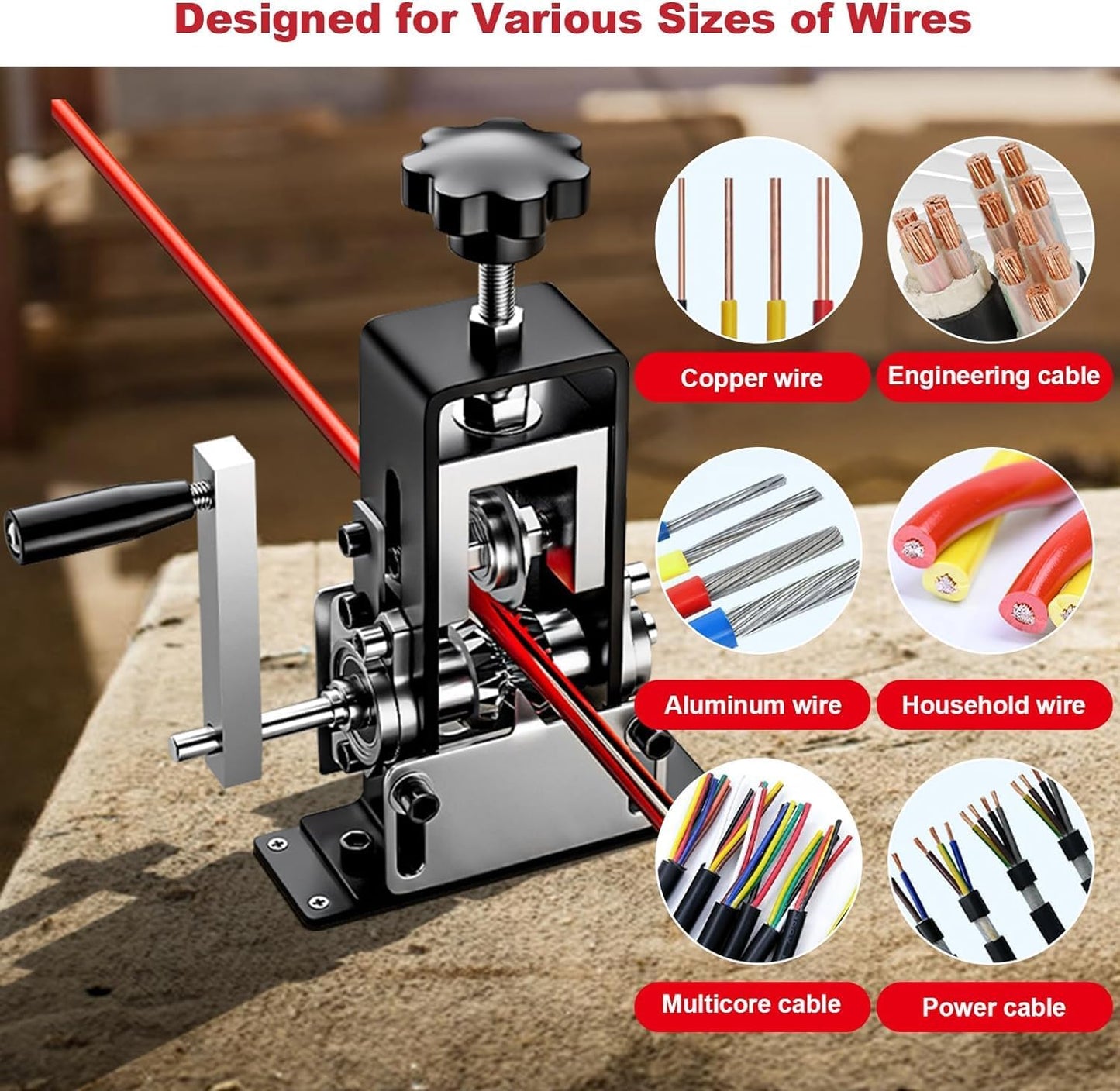 CoralBond 0.06"-1"Manual Wire Scrapping Stripping Machine Gauge Copper Peeler VB052