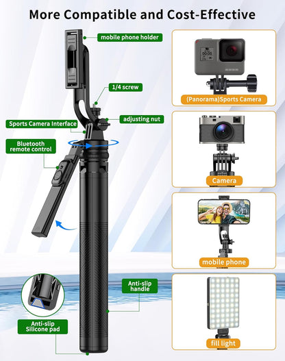 CoralBond 71" Cell Phone Tripod Selfie Stick iPhone Stand Travel Remote Controlled VB106