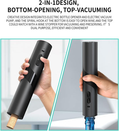 CoralBond 7-in-1 Electric Wine Bottle Opener Rechargeable Gift Set Vacuum Pump VB026