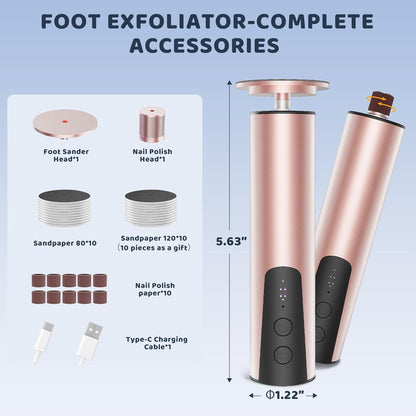 CoralBond 2-in-1 Professional Electric Foot Feet Callus Remover Rose Gold Powerful File Grinder Sander Machine Adjustable Pedicure Tool VB070