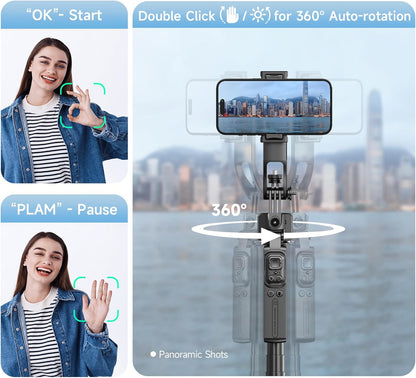 CoralBond 64'' Auto Face Tracking Tripod Stand 360 Rotation Remote Gesture Control VB105