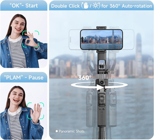 CoralBond 64'' Auto Face Tracking Tripod Stand 360 Rotation Remote Gesture Control VB105