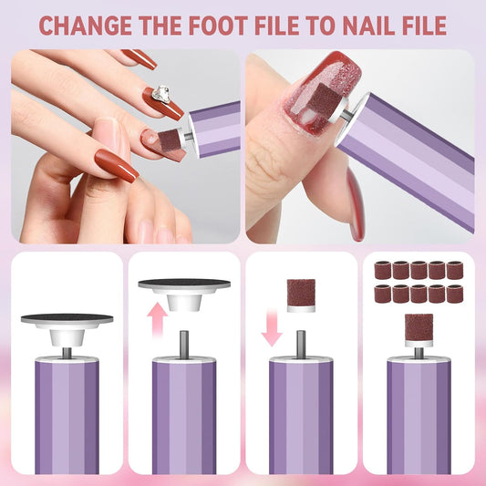 CoralBond Electric Foot Feet Callus Remover Purple Rechargeable Adjustable Speed File VB076