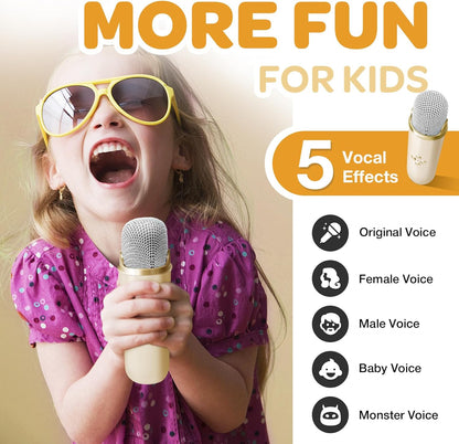 CoralBond Karaoke Machine Beige Best Mini 2 Wireless Bluetooth Microphones VB041