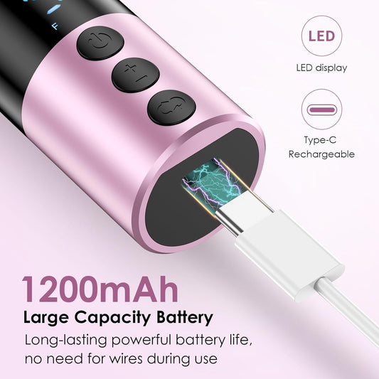 CoralBond Professional 2-in-1 Electric Foot Feet Callus Remover Rose Gold Adjustable Portable Nail File Grinder Kit VB078