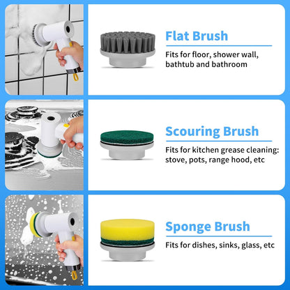 CoralBond 3000ma Cordless Electric Spin Brush Scrubber Handheld Cleaning VB060