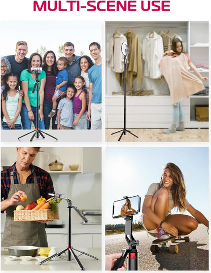 CoralBond 71" All-in-1 Extendable Selfie Stick Tripod Stand Quadrapod Phone Clip Travel iPhone VB107