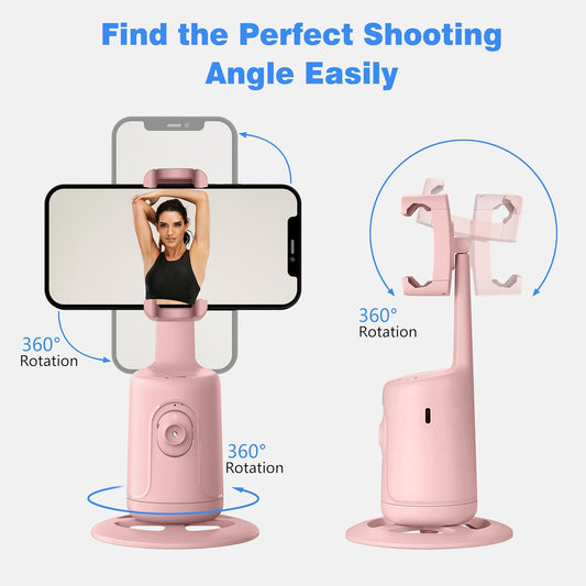 CoralBond Auto Face Tracking Smart Tripod Pink Remote Selfie Vlog Stick Gesture Control VB098