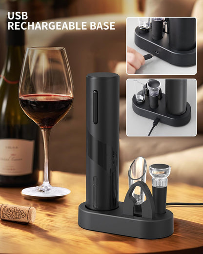CoralBond Cordless Electric Wine Bottle Opener Corkscrew Set Rechargeable VB025