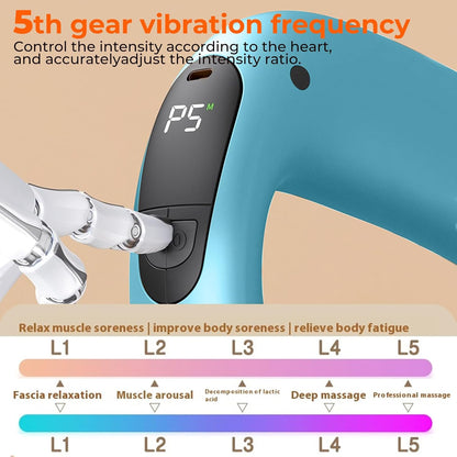 CoralBond Deep Tissue Percussion Muscle Massage Guns Blue Heat Pain Relief Adjustable Speed Intensity VB089