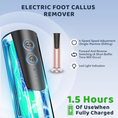 CoralBond 2-in-1 Professional Electric Foot Feet Callus Remover Rose Gold Powerful File Grinder Sander Machine Adjustable Pedicure Tool VB070