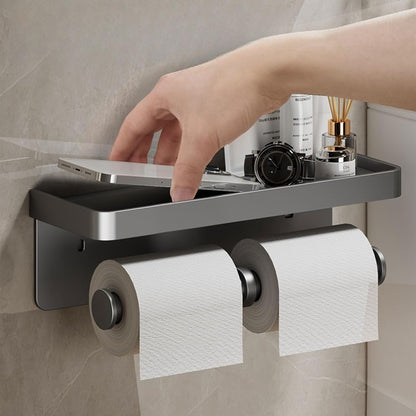 CoralBond Toilet Paper Roll Holder Grey Shelf Wall Mount Bathroom Kitchen RV VB015