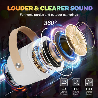 CoralBond Karaoke Machine White Best Mini 2 Wireless Bluetooth Microphones VB044