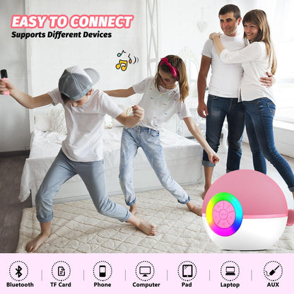 CoralBond Portable Mini Karaoke Machine Pink Adults Bluetooth Speaker 2 Wireless Microphones VB046