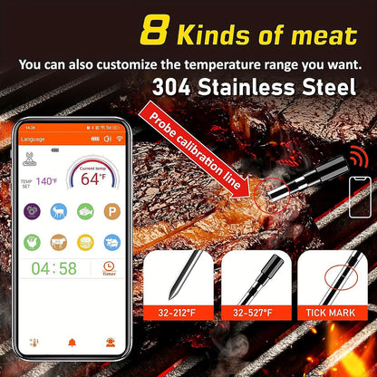 CoralBond Portable Wireless Digital Meat Cooking Thermometer Grey Grilling VB003