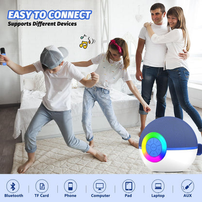 CoralBond Portable Mini Karaoke Machine Blue Adults Bluetooth Speaker 2 Wireless Microphones VB045