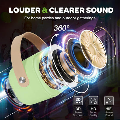 CoralBond Karaoke Machine Green Best Mini 2 Wireless Bluetooth Microphones VB042