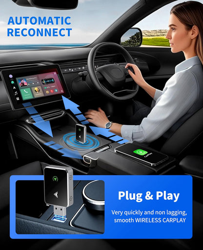 CoralBond Wireless 2-in-1 CarPlay Adapter Upgraded Mini Size Android Auto VB112