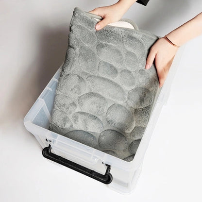 CoralBond 16"-24"Non-Slip Bath Bathroom Cobblestone Embossed Mat Rug Absorbent Washable VB010
